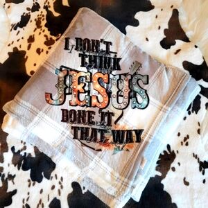I Dont Think Jesus Done It That Way Gray Plaid Throw Blanket
